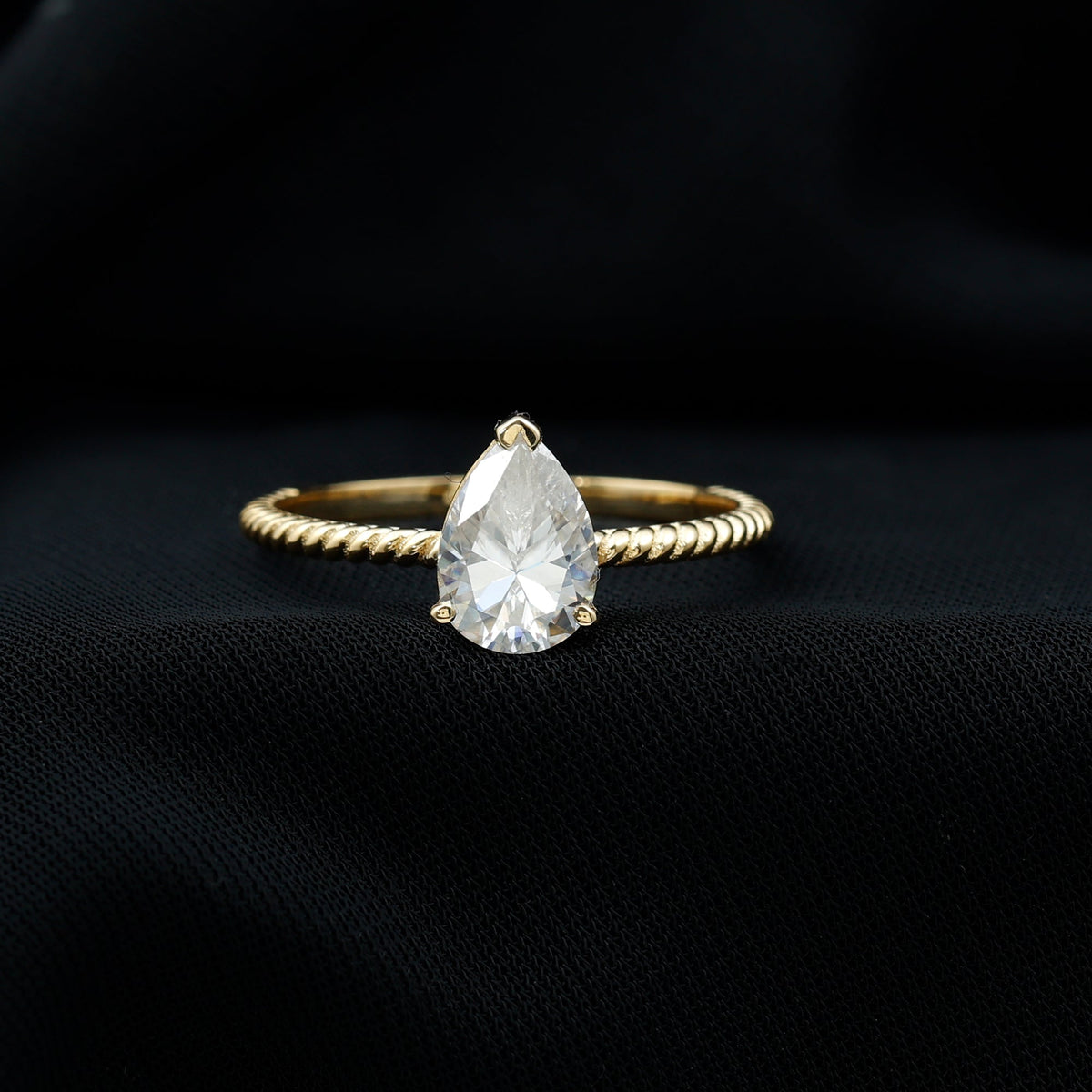 Brilliant Cut Solitaire Moissanite Pear Shaped Engagement Ring
