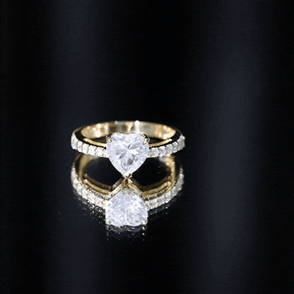 2 CT Moissanite Heart Engagement Ring With Side Stones