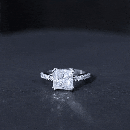 3 Carat Moissanite Princess Cut Engagement Ring With Double Prongs