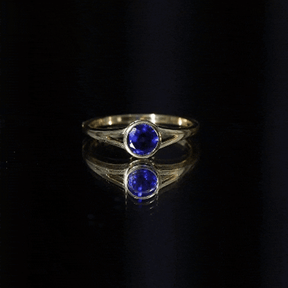 Certified 0.6 Carat Lab Grown Blue Sapphire Promise Ring with Split Shank