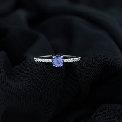 Natural Tanzanite Diamond Promise Ring for Engagement