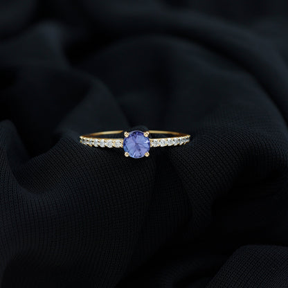 Natural Tanzanite Diamond Promise Ring for Engagement