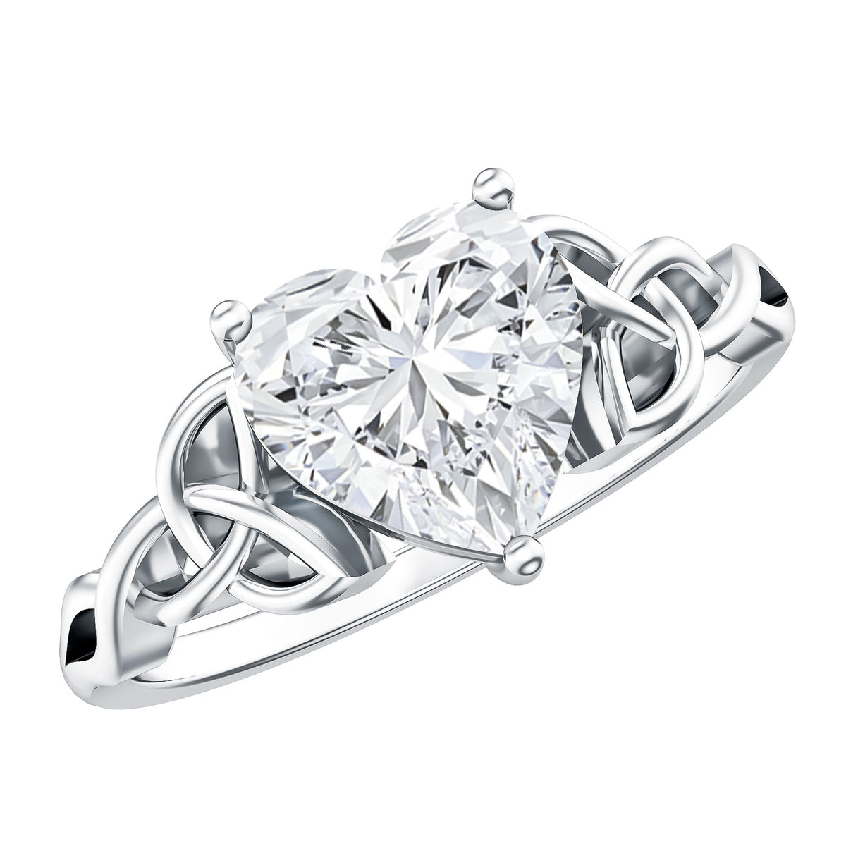 Heart Shaped Moissanite Celtic Engagement Ring