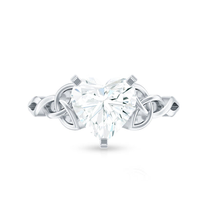 2 CT Heart Shaped Moissanite Celtic Knot Engagement Ring