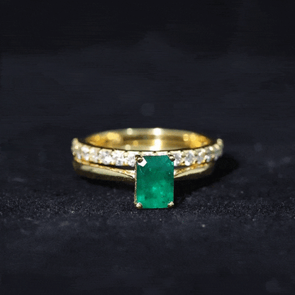 Certified 1.6 Carat Lab Grown Emerald Engagement Ring with Ring Guard