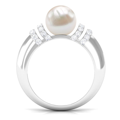 7.48 Carat Freshwater Pearl Solitaire Engagement Ring with Diamond