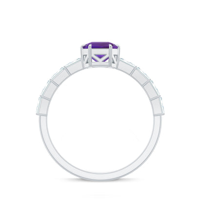 3 Carat Amethyst Asscher Cut Engagement Ring with Diamond