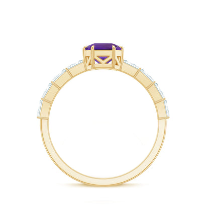 3 Carat Amethyst Asscher Cut Engagement Ring with Diamond