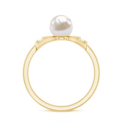 Natural 2 Carat Freshwater Pearl Diamond Engagement Ring with Bow