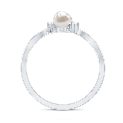 Freshwater Pearl and Diamond Wrap Ring