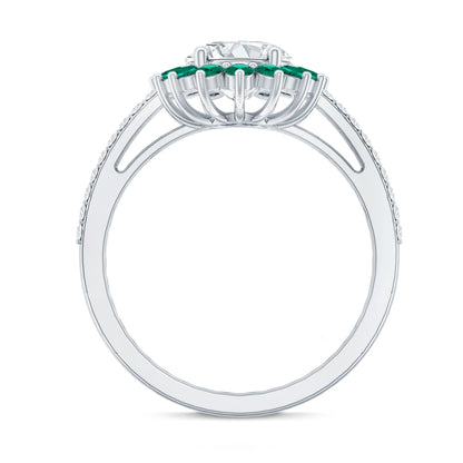 Certified 2 Carat Lab Grown Diamond Engagement Ring with Emerald Halo
