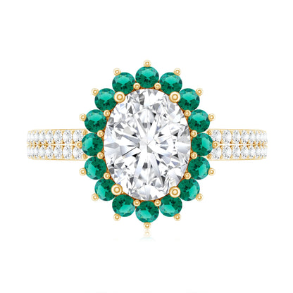 Certified 2 Carat Lab Grown Diamond Engagement Ring with Emerald Halo