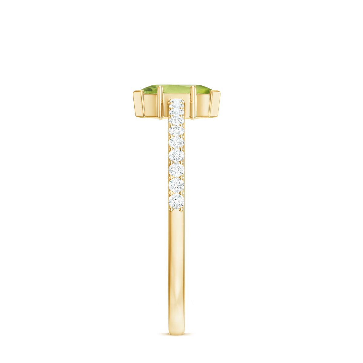 Genuine 0.7 Carat Marquise Peridot Promise Ring with Diamond