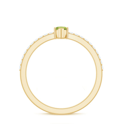 Genuine 0.7 Carat Marquise Peridot Promise Ring with Diamond