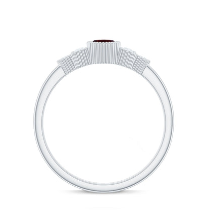 Natural 0.7 Carat Garnet Marquise Engagement Ring with Diamond