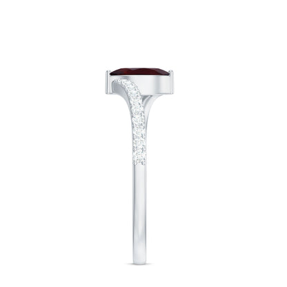 Natural Marquise Garnet Promise Ring with Diamond Bypass Shank