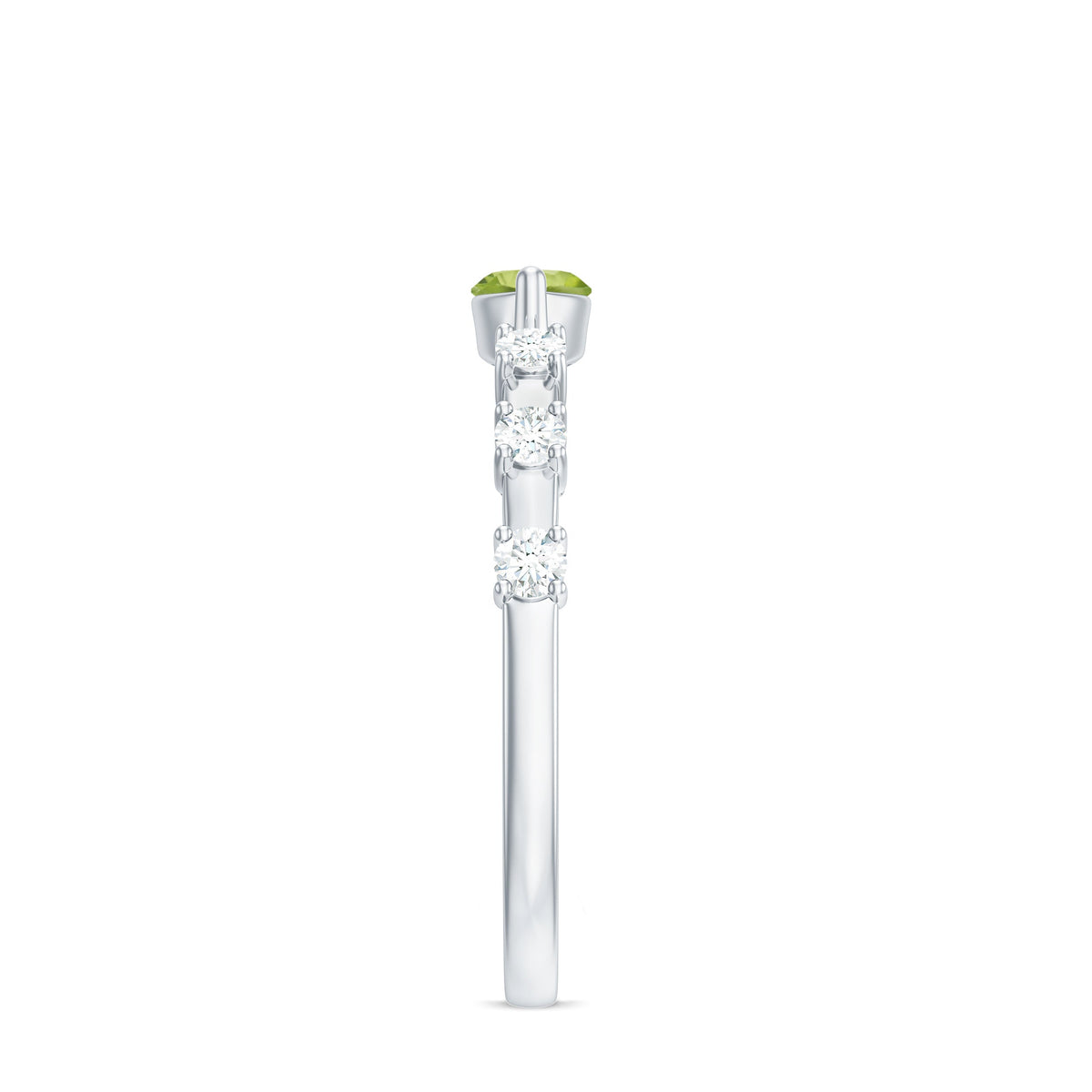 0.75 Carat Peridot East West Ring with Diamond Accent
