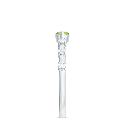 0.75 Carat Peridot East West Ring with Diamond Accent