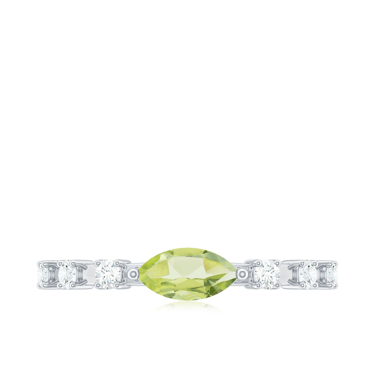 0.75 Carat Peridot East West Ring with Diamond Accent