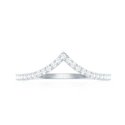 Moissanite Chevron Wedding Ring with Certificate