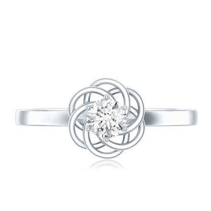 Solitaire Lab Grown Diamond Flower Promise Ring with Certificate