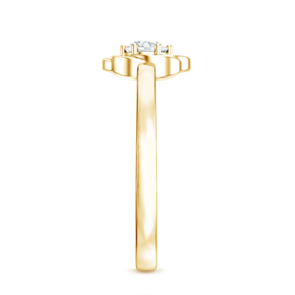 Solitaire Lab Grown Diamond Flower Promise Ring with Certificate