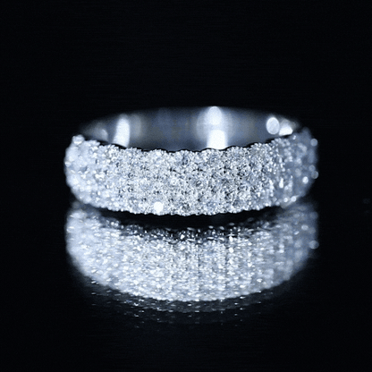 3 Row Lab Grown Diamond Wide Wedding Band with Certificate