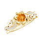 Genuine Citrine Rose Engagement Ring with Diamonds