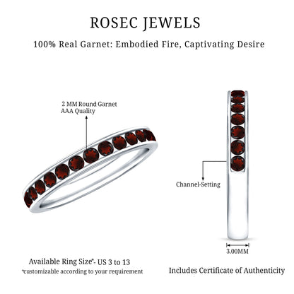 Certified Real Garnet Half Eternity Ring in Channel Setting