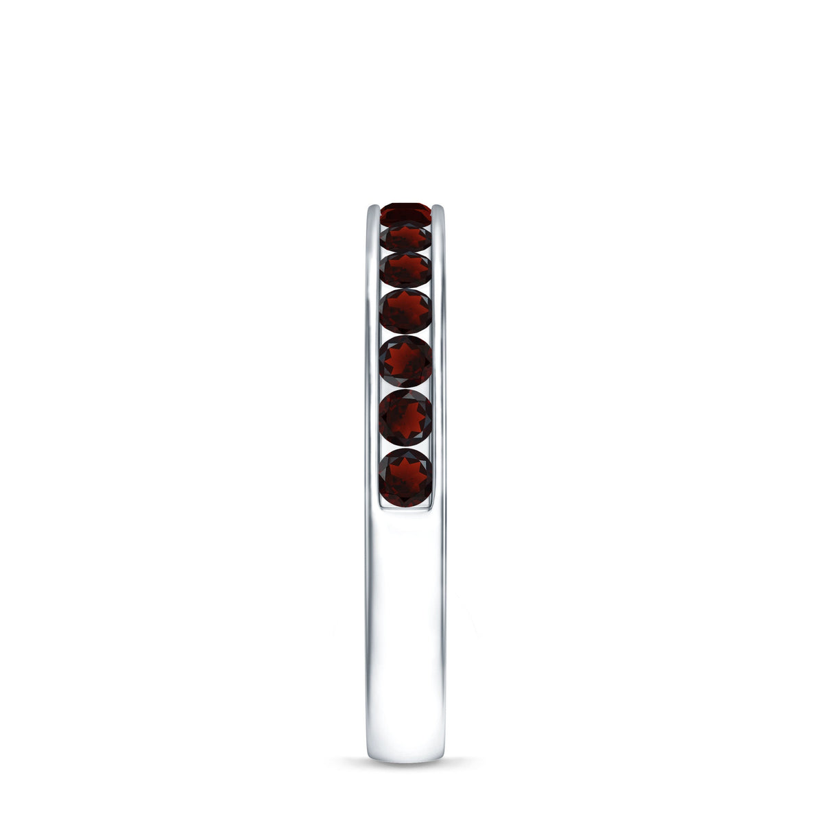 Certified Real Garnet Half Eternity Ring in Channel Setting