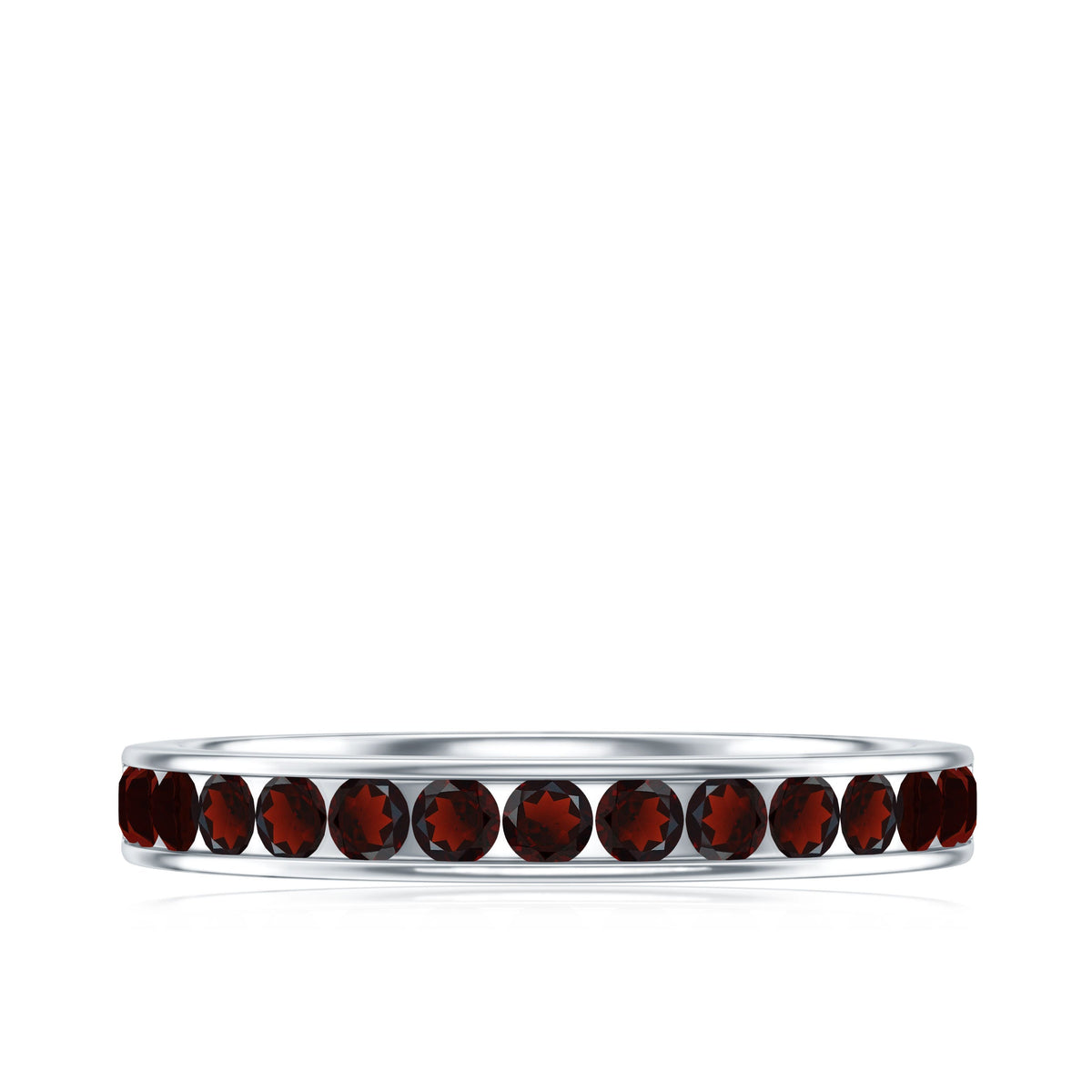 Certified Real Garnet Half Eternity Ring in Channel Setting