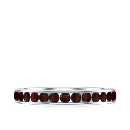 Certified Real Garnet Half Eternity Ring in Channel Setting