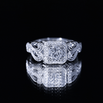 Certified Moissanite Art Deco Engagement Ring for Women