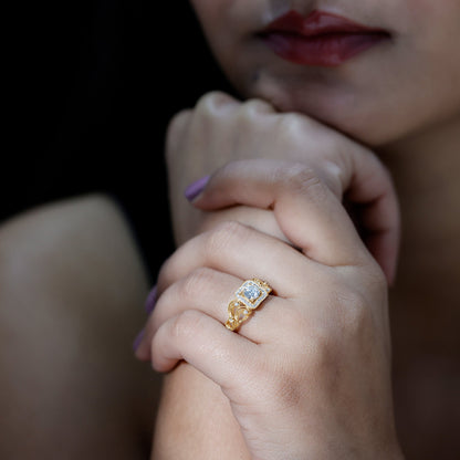Certified Moissanite Art Deco Engagement Ring for Women