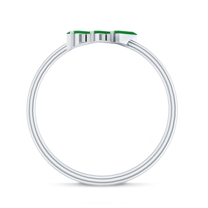 Baguette Cut Real Emerald Three Stone Promise Ring