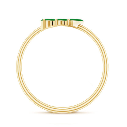 Baguette Cut Real Emerald Three Stone Promise Ring
