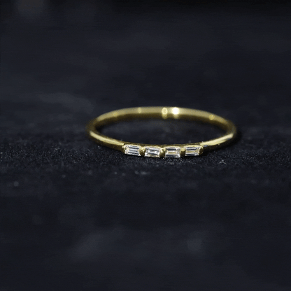 Baguette Cut Diamond Stackable Ring in Bar Setting