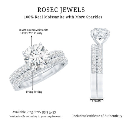2 Carat Moissanite Engagement Ring with Wedding Band