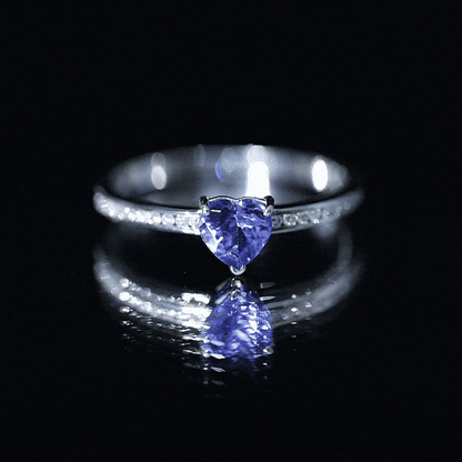 Natural Tanzanite Heart Promise Ring with Diamond