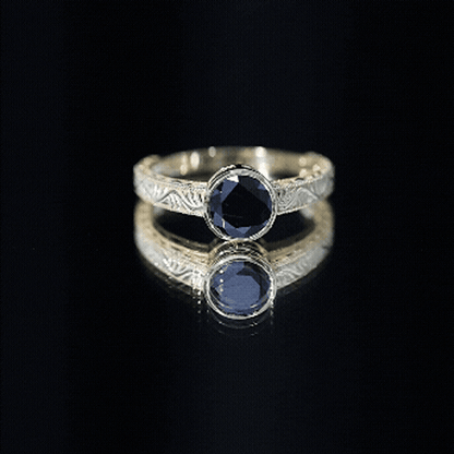 Vintage Style 2 Carat Lab Grown Black Diamond Bezel Set Engagement Ring