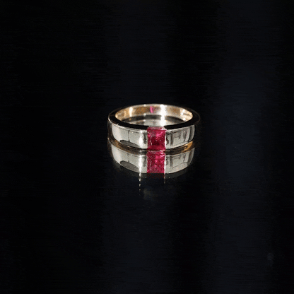 Princess Cut 1.5 Carat Lab Grown Ruby Solitaire Band Ring with Certificate