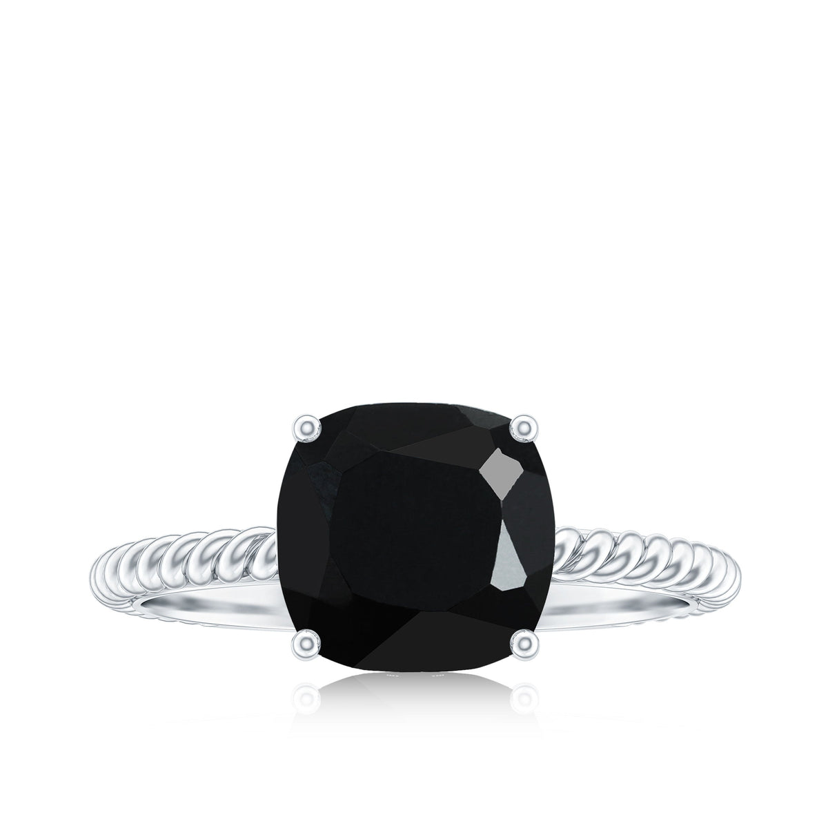 2.8 Carat Cushion Cut Lab Grown Black Diamond Engagement Ring with Surprise White Diamond