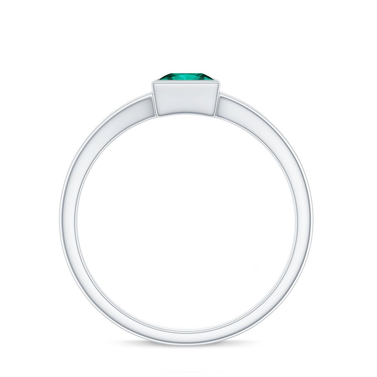 0.5 Carat Princess Cut Lab Grown Emerald Solitaire Ring with Split Shank
