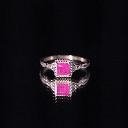 Natural 0.8 Carat Princess Cut Ruby Promise Ring with Celtic Knot