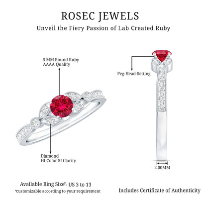 Lab-Lab Grown Ruby and Diamond Minimal Promise Ring