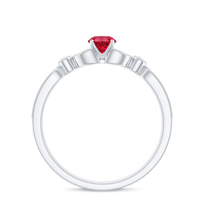 Lab-Lab Grown Ruby and Diamond Minimal Promise Ring