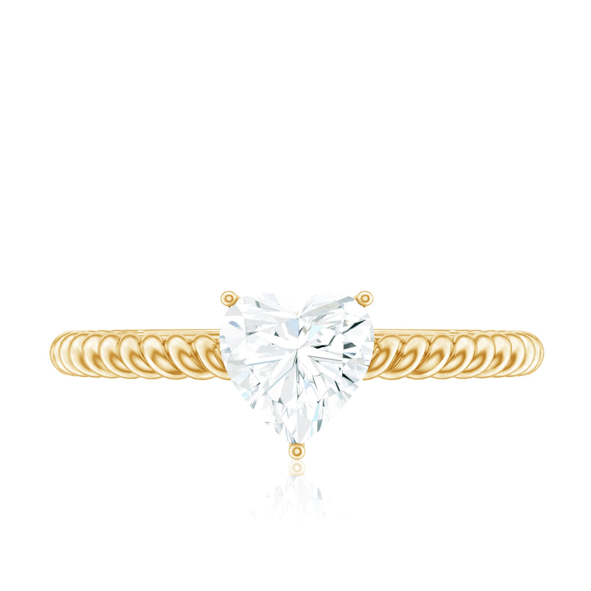 Moissanite Solitaire Promise Ring with Twisted Rope Band
