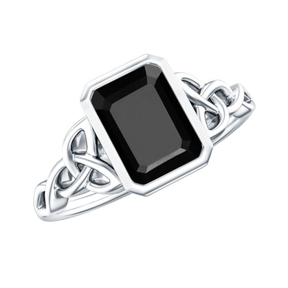 1.6 Carat Lab Grown Black Diamond Celtic Knot Engagement Ring with Surprise White Diamond