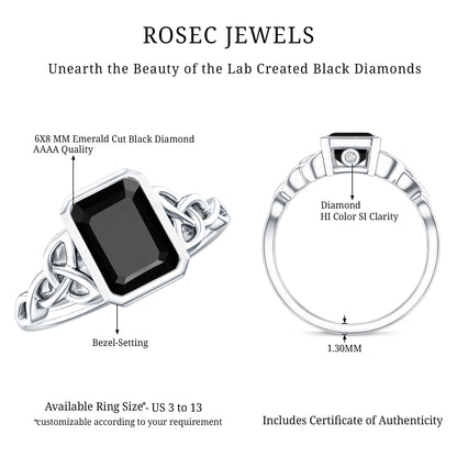 1.6 Carat Lab Grown Black Diamond Celtic Knot Engagement Ring with Surprise White Diamond