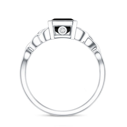 1.6 Carat Lab Grown Black Diamond Celtic Knot Engagement Ring with Surprise White Diamond